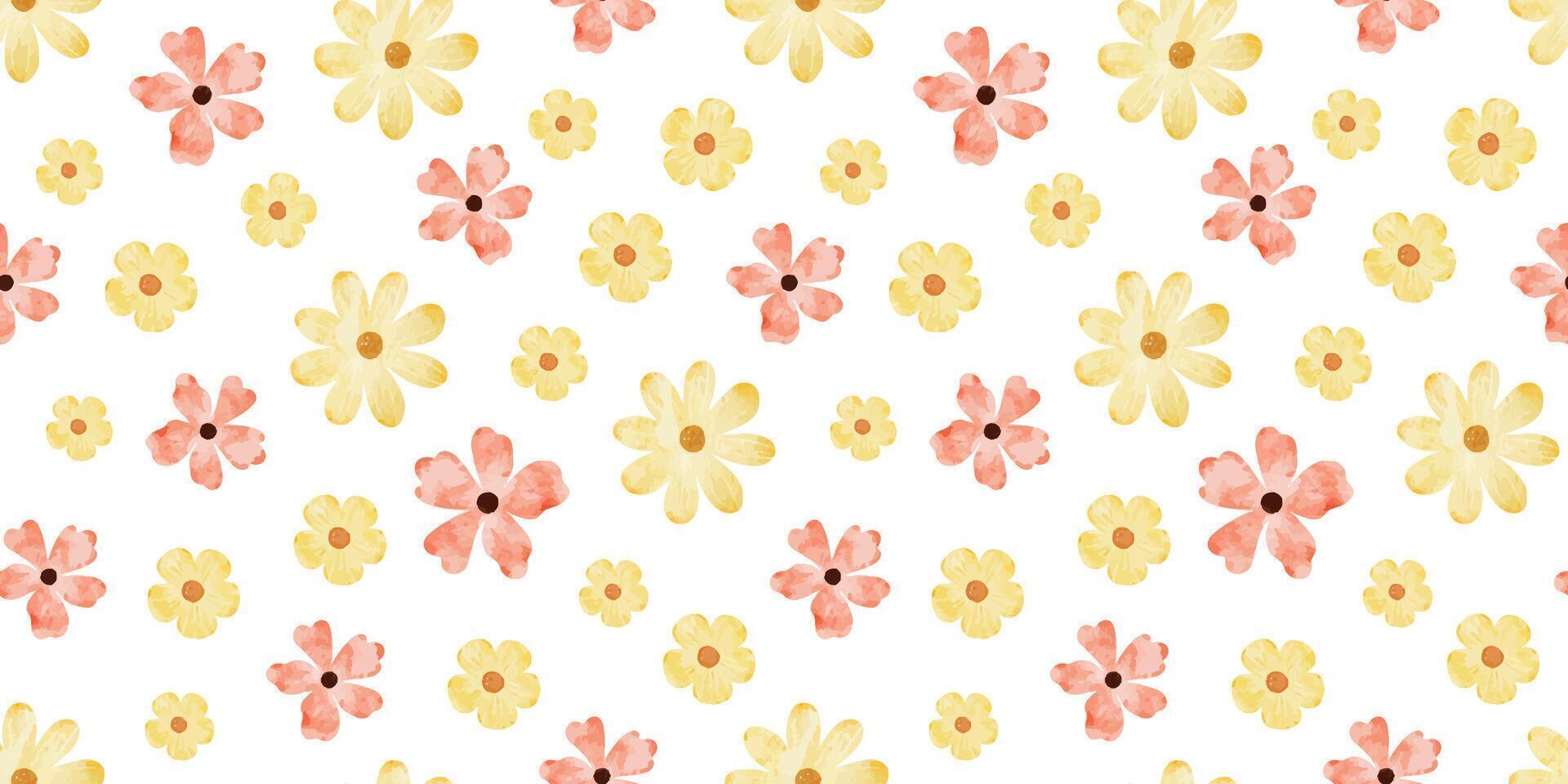 roze, geel en rood wilde bloemen. waterverf hand- getrokken naadloos patroon van gemakkelijk bloemen. schattig afdrukken voor kleding stof, scrapbooken, omhulsel papier, ontwerp van kaart vector