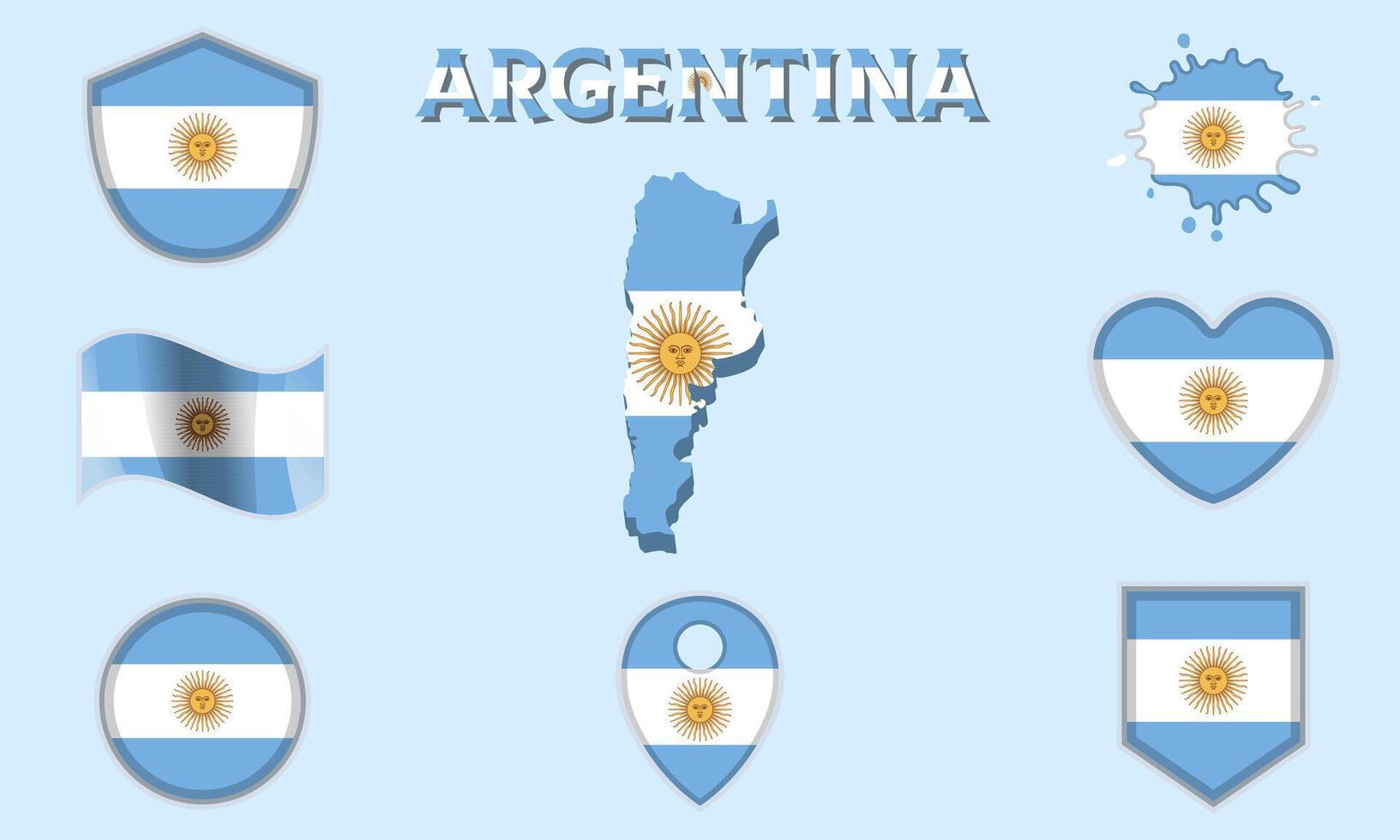 verzameling van vlak nationaal vlaggen van Argentinië met kaart vector