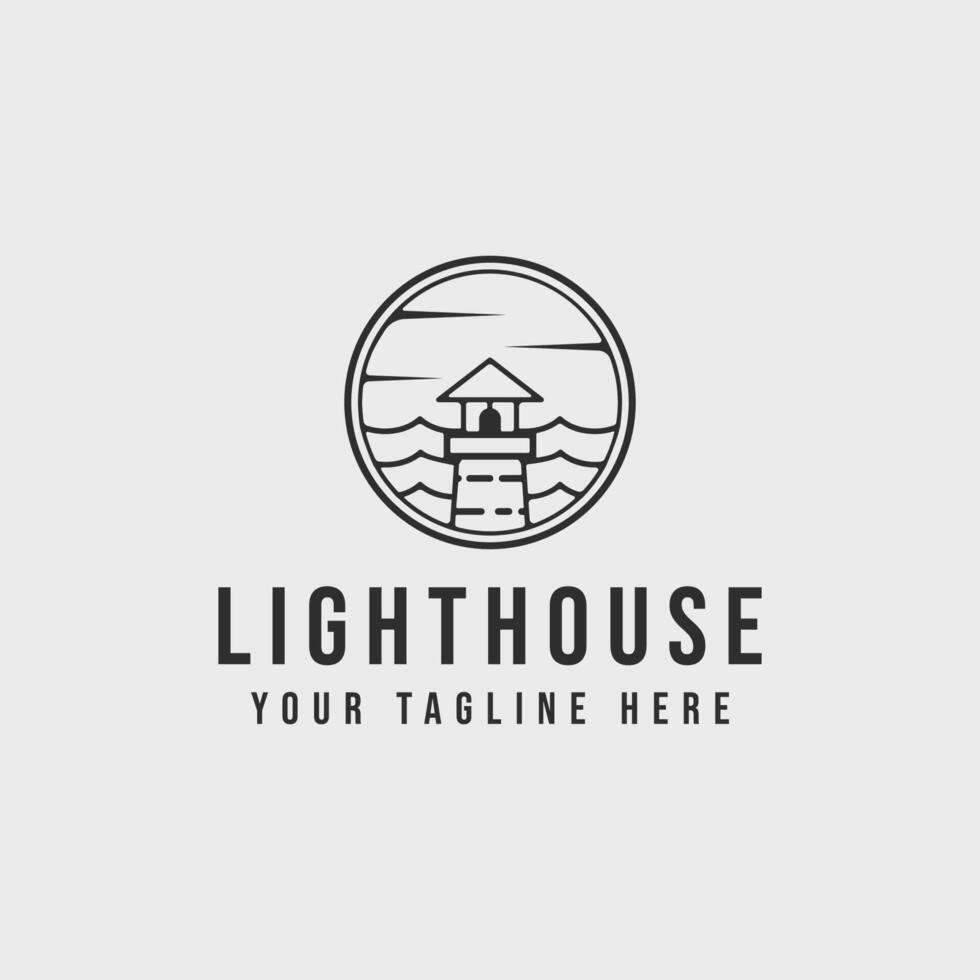 licht huis lijn kunst insigne logo vector illustratie grafisch ontwerp