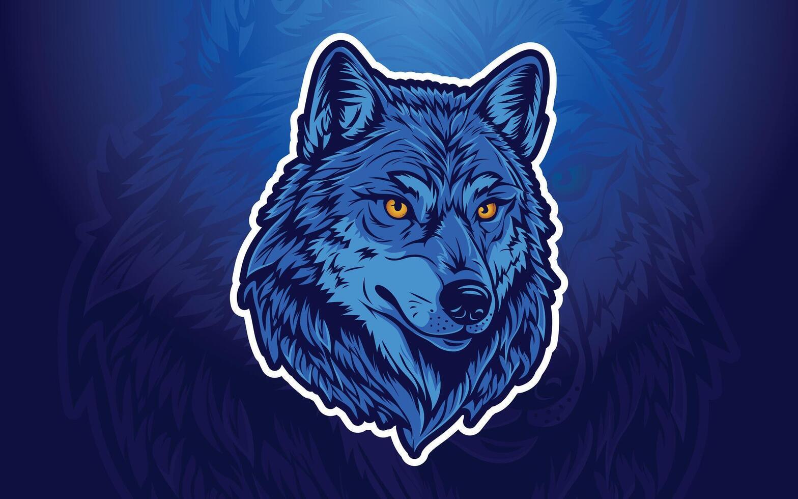 wolf mascotte logo met blauw achtergrond vector