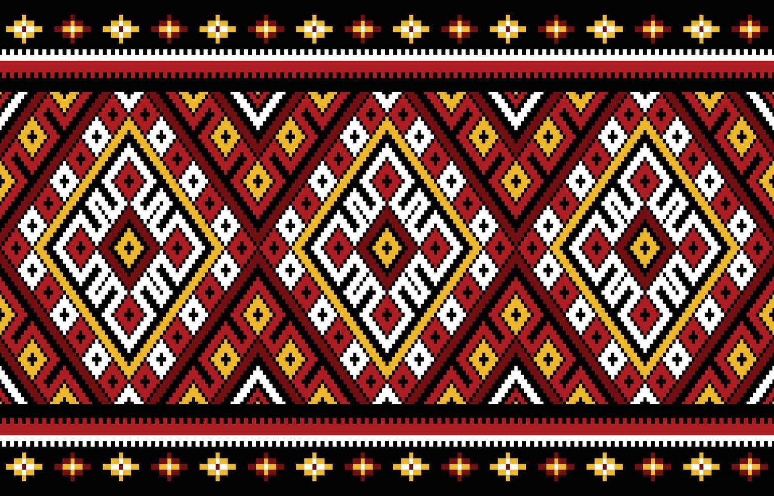 etnisch borduurwerk patroon een kleurrijk meetkundig ontwerp met vierkanten, driehoeken en diamanten doet denken aan van traditioneel borduurwerk. vector