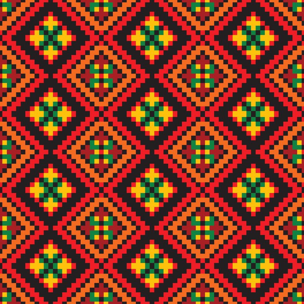 naadloos meetkundig patroon stoutmoedig vierkanten, driehoeken en rechthoeken in oranje, geel en groen creëren een boeiend kleding stof ontwerp vector