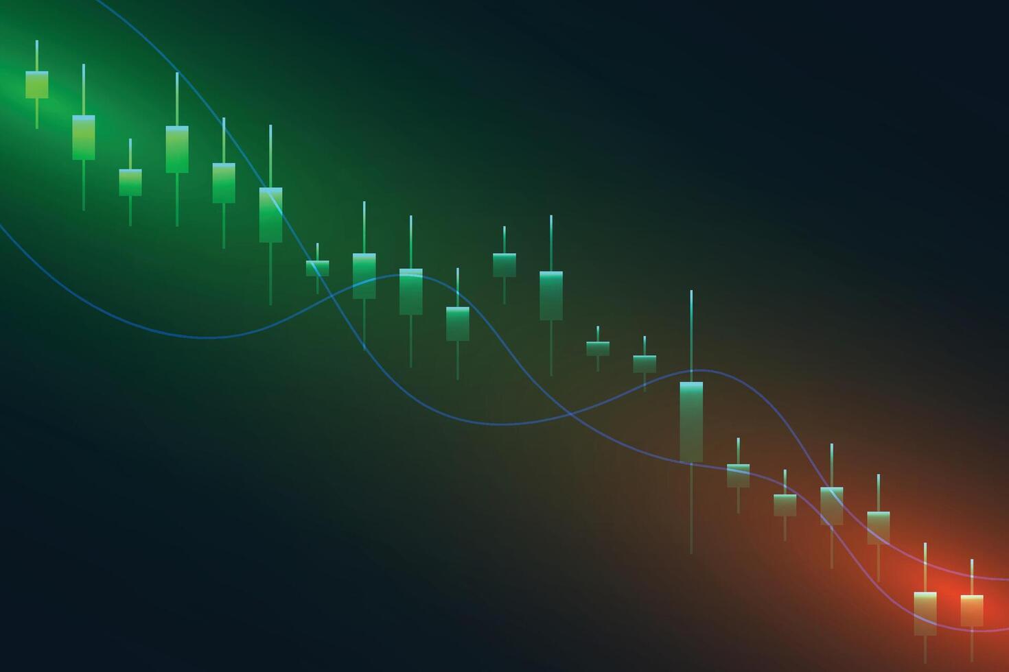 financieel bedrijf statistieken met bar diagram en kandelaar tabel tonen voorraad markt prijs Aan donker achtergrond vector