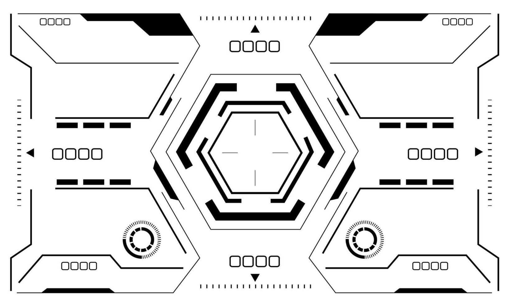 hud sci-fi koppel scherm visie zwart zeshoek meetkundig ontwerp virtueel realiteit futuristische technologie creatief Scherm Aan wit vector