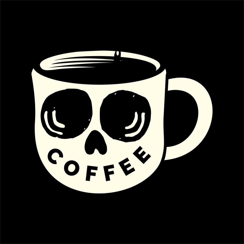 mok koffie schedel illustratie, ontwerpelement voor logo, poster, kaart, banner, embleem, t-shirt. vector illustratie