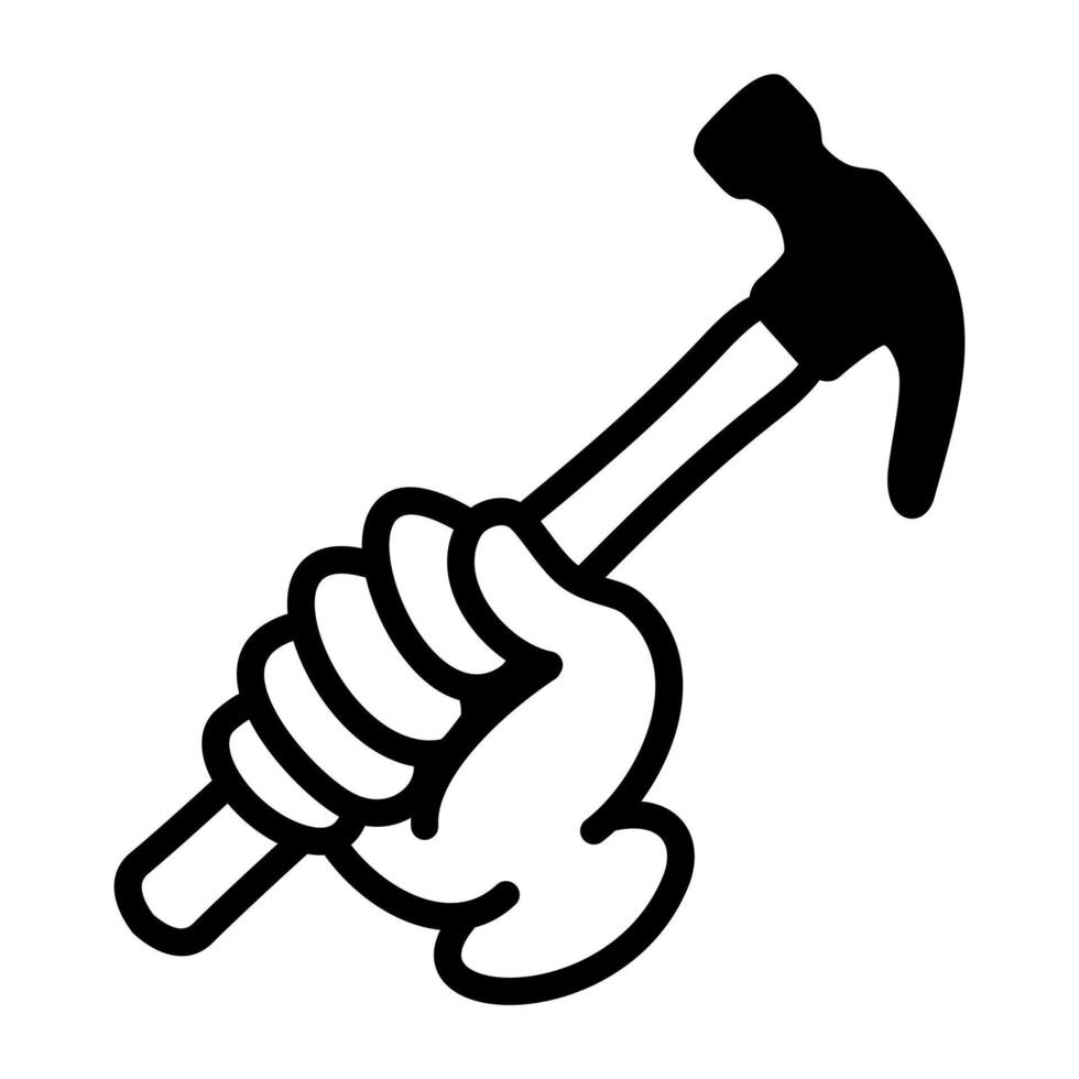 hand- Holding hamer, ontwerp element voor logo, poster, kaart, banier, embleem, t shirt. vector illustratie