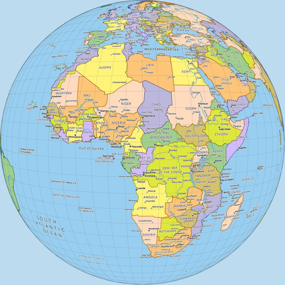 gemakkelijk politiek kaart van Afrika vector