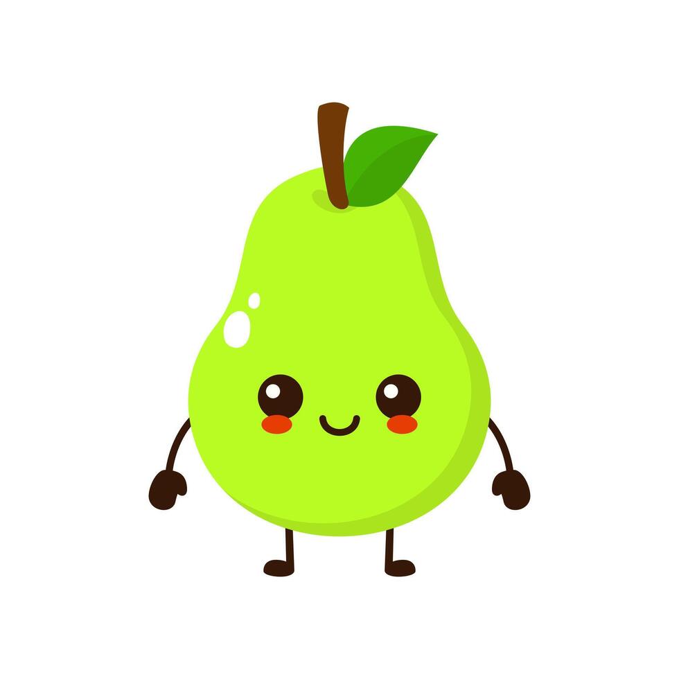 schattig grappig Peer fruit karakter. vector tekenfilm kawaii karakter illustratie