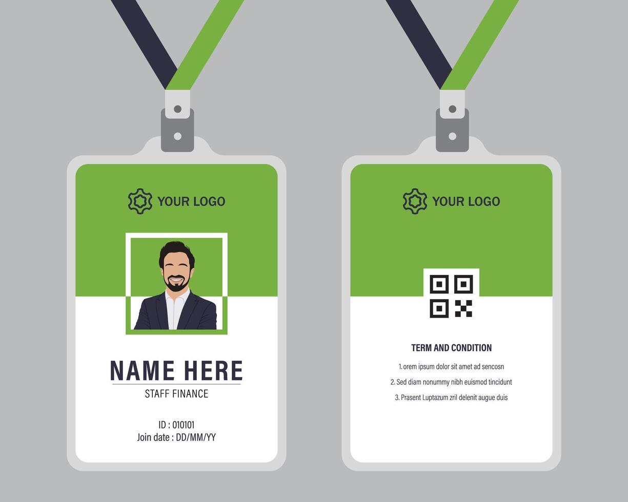 professioneel zakelijke ID kaart kaart sjabloon, schoon groen ID kaart kaart ontwerp met realistisch mockup vector