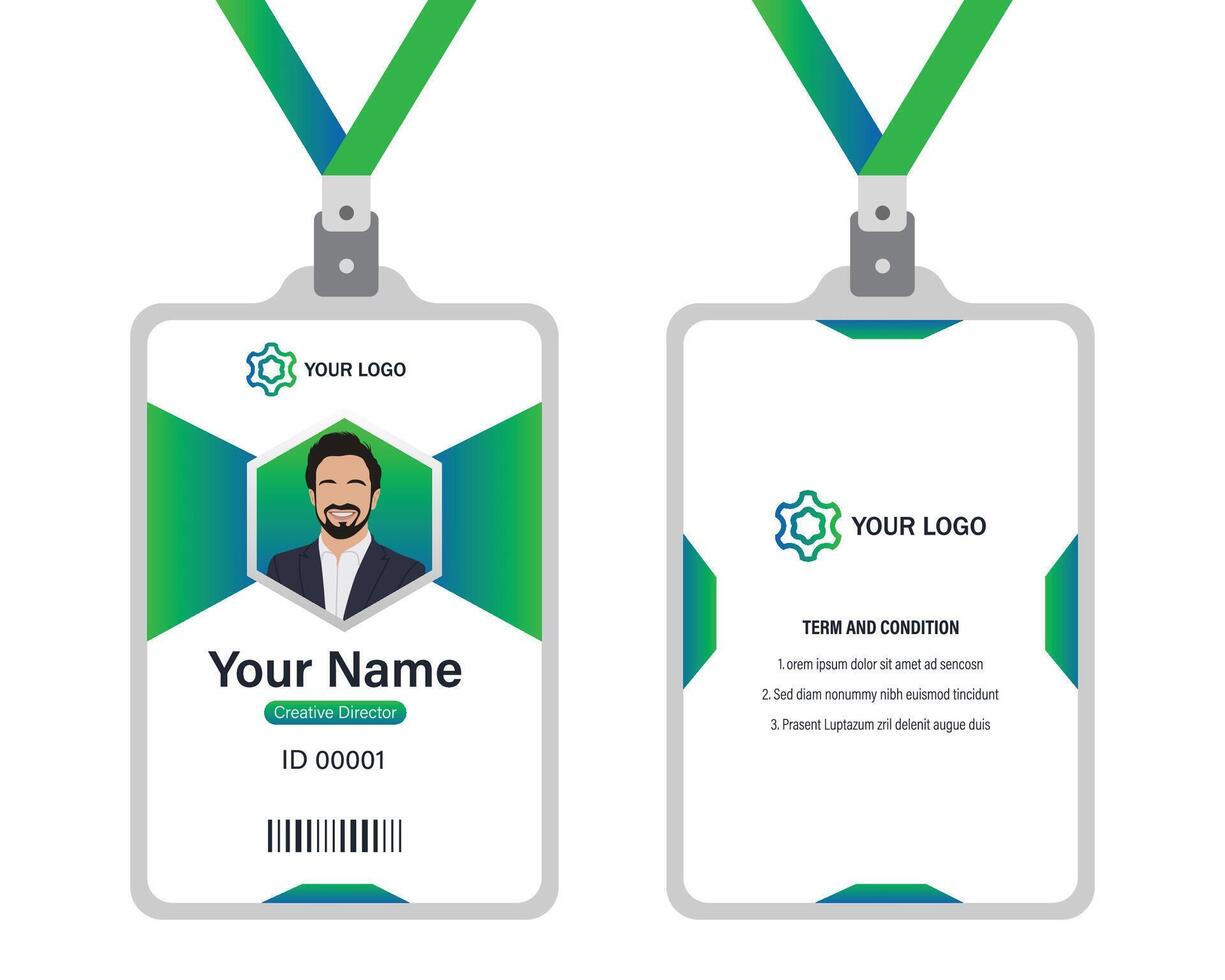 professioneel zakelijke ID kaart kaart sjabloon, schoon groen ID kaart kaart ontwerp met realistisch mockup vector