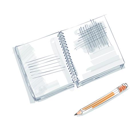 notebook doodle, primitieve tekeningshand. Pen- en notebookpapier. moderne minimalisme schets kunst. Vector illustratie
