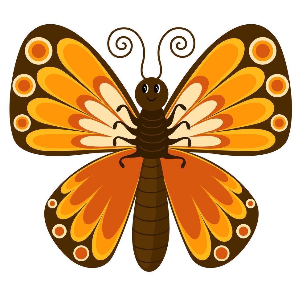 vlinder tekenfilm karakter. schattig insect. vector hand- trek illustratie geïsoleerd Aan wit achtergrond