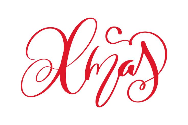 xmas kalligrafie belettering woord. Kerstmis en Nieuwjaarsvakanties. Vector illustratie EPS. Decor voor de wenskaart