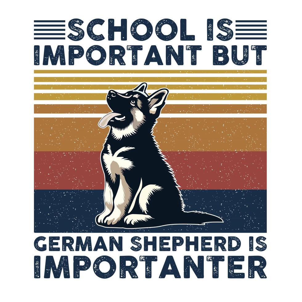 school- is belangrijk maar Duitse herder is belangrijker typografie t-shirt ontwerp vector