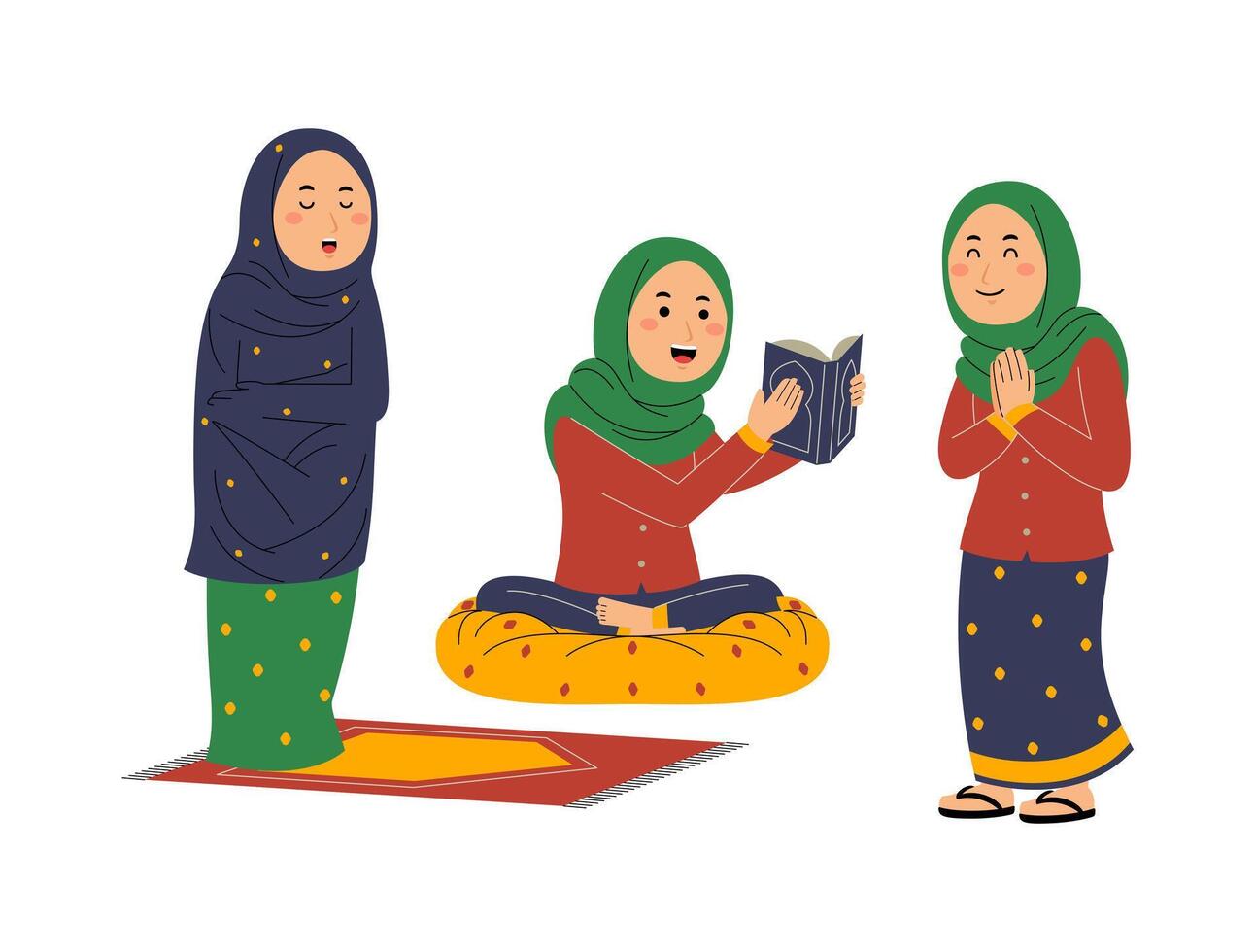 jong vrouw Ramadan werkzaamheid vector illustratie