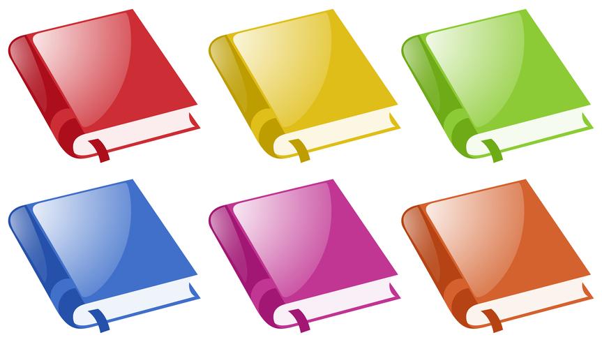 Boeken in zes verschillende kleuren vector