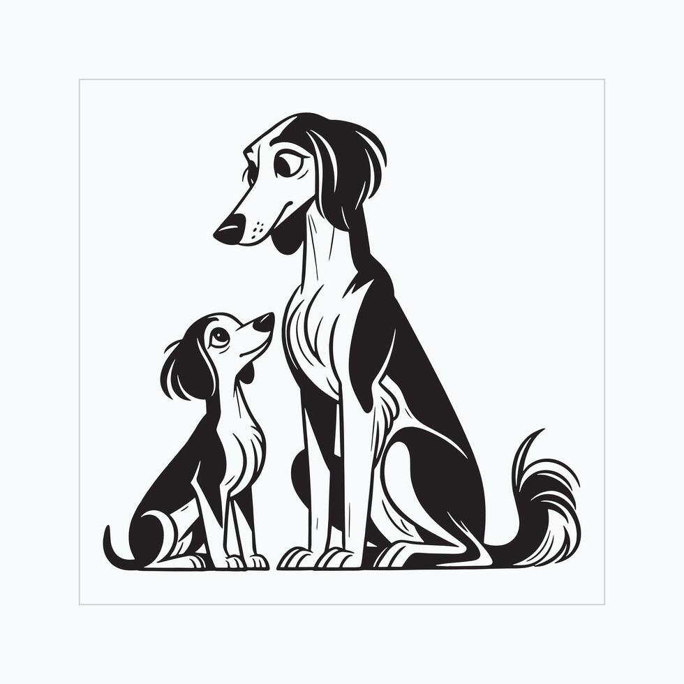ai gegenereerd saluki hond familie clip art illustratie vector