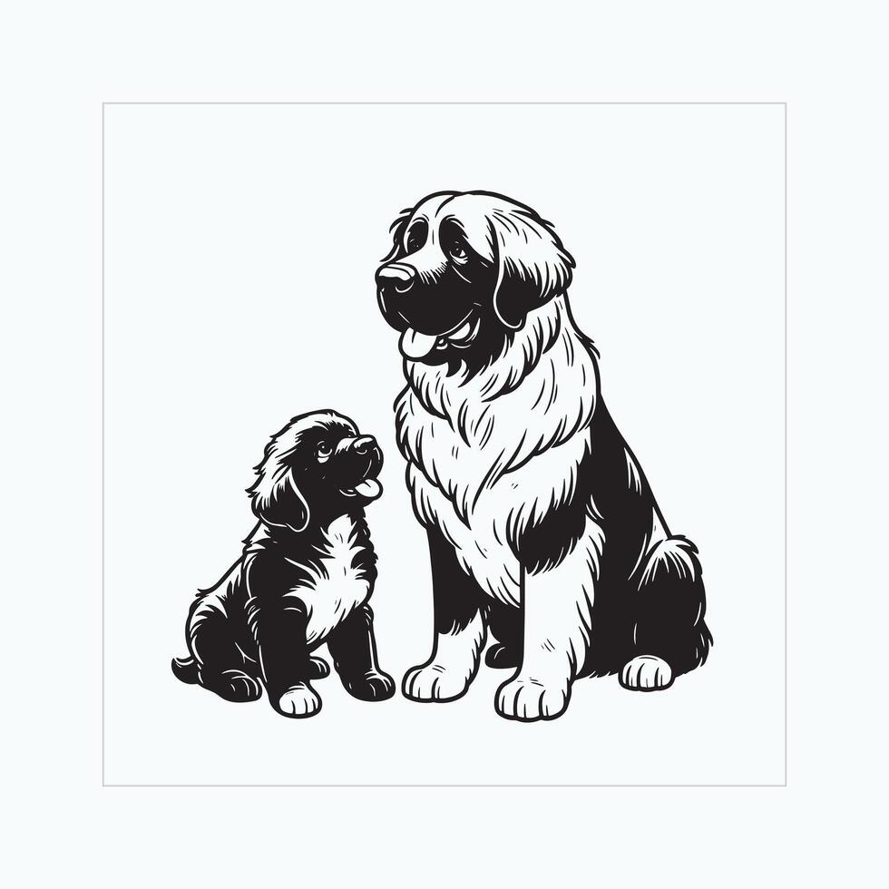 ai gegenereerd leonberger hond familie clip art illustratie vector