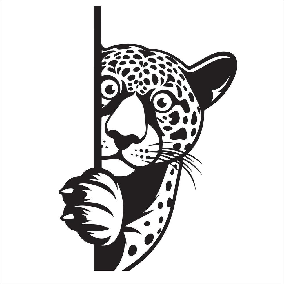 ai gegenereerd gluren jaguar illustratie in zwart en wit vector