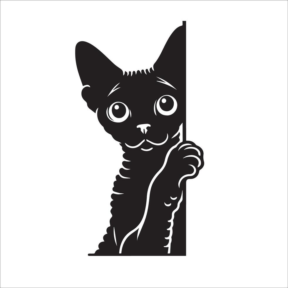 ai gegenereerd zwart en wit gluren devon rex kat illustratie vector