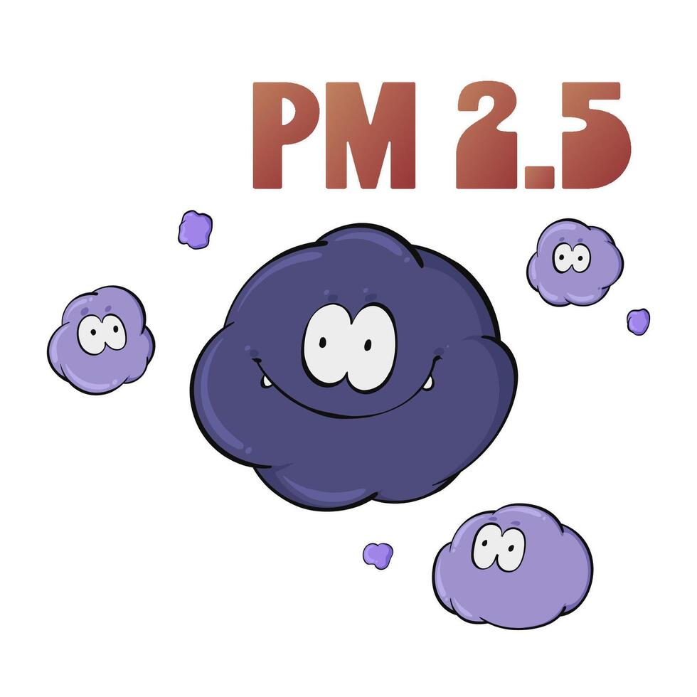 p.m 2.5 tekenfilm. de concept van lucht vervuiling. Aan wit achtergrond. voor poster, banier, web, icoon, mascotte, achtergrond. vector illustratie.