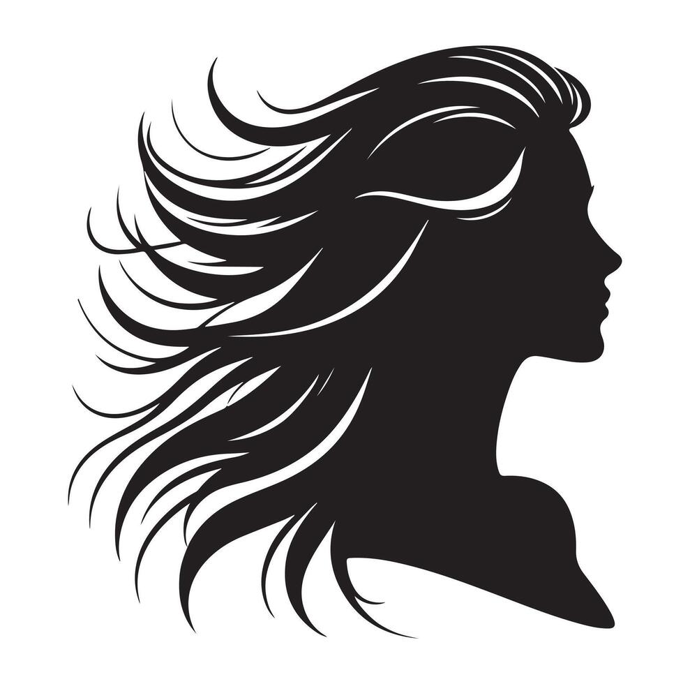 vrouw met haar- vector, silhouet van een meisje, silhouet van een meisje vector