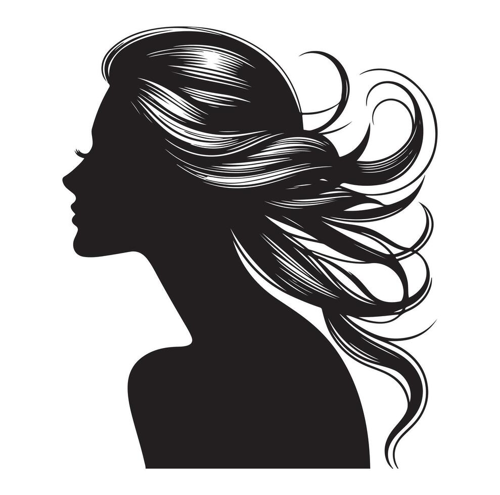 vrouw met haar- vector, silhouet van een meisje, silhouet van een meisje vector