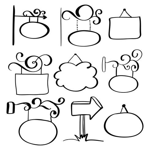 Set van handgetekende doodle uithangborden op een witte achtergrond vector