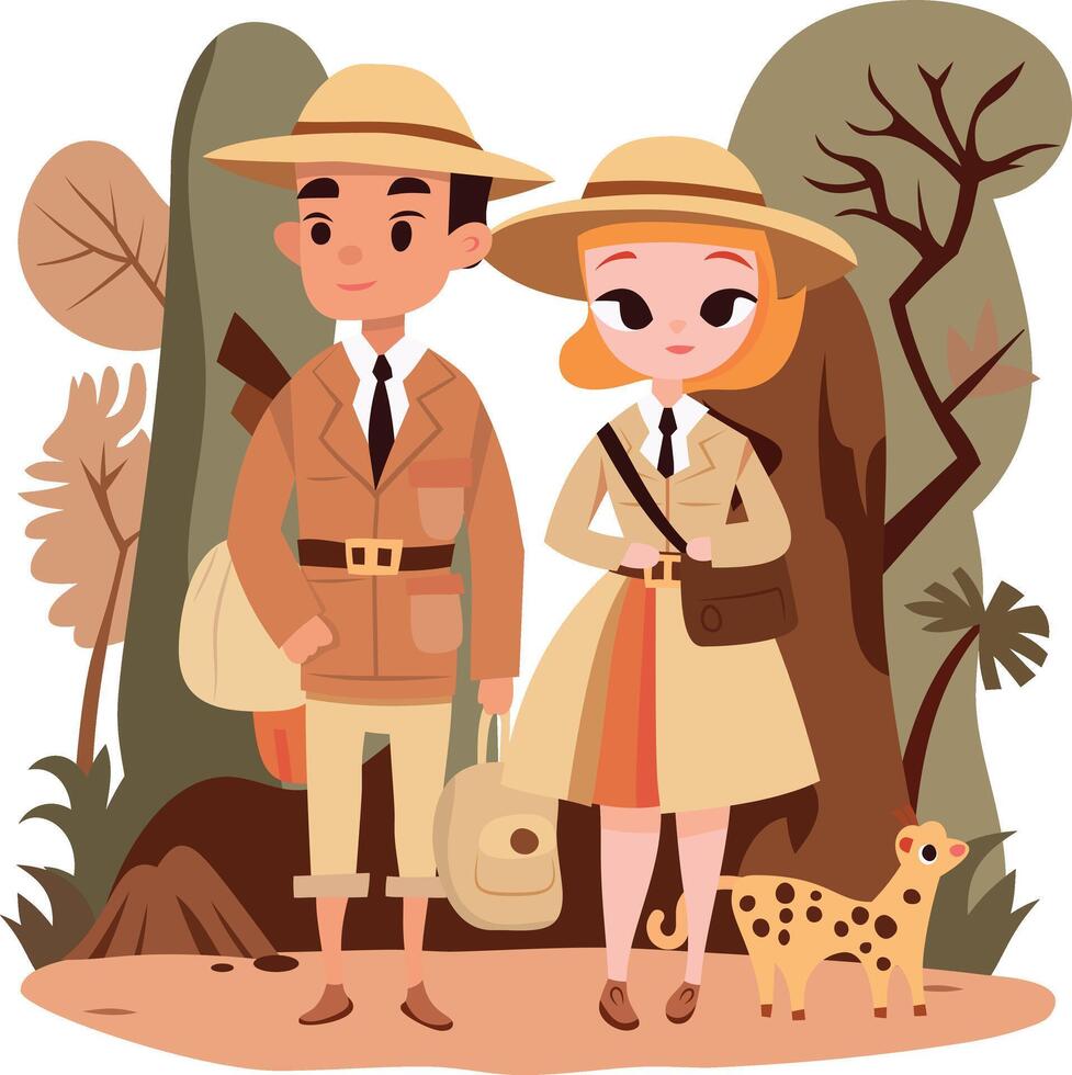 safari avontuur paar vector illustratie