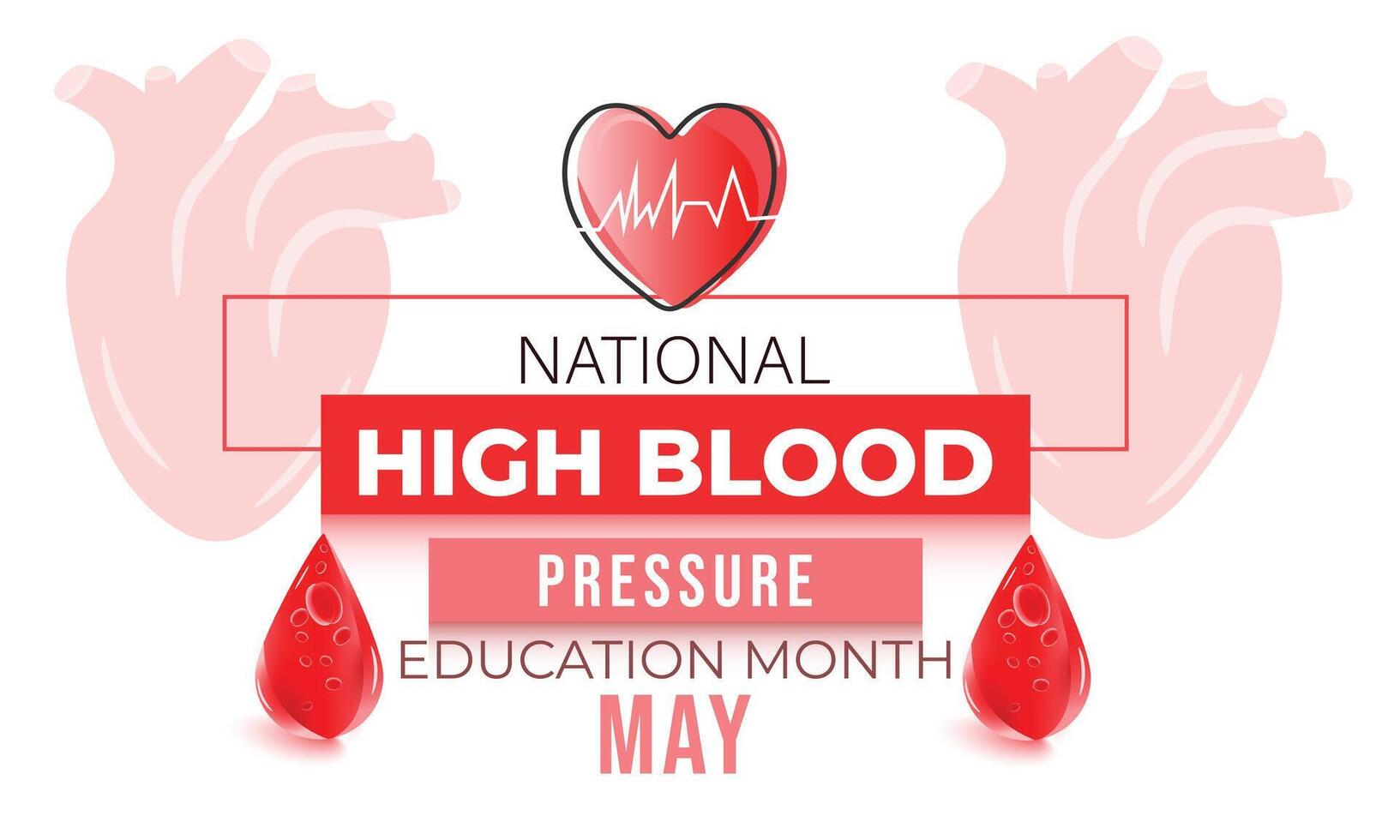 nationaal hoog bloed druk onderwijs maand. achtergrond, banier, kaart, poster, sjabloon. vector illustratie.