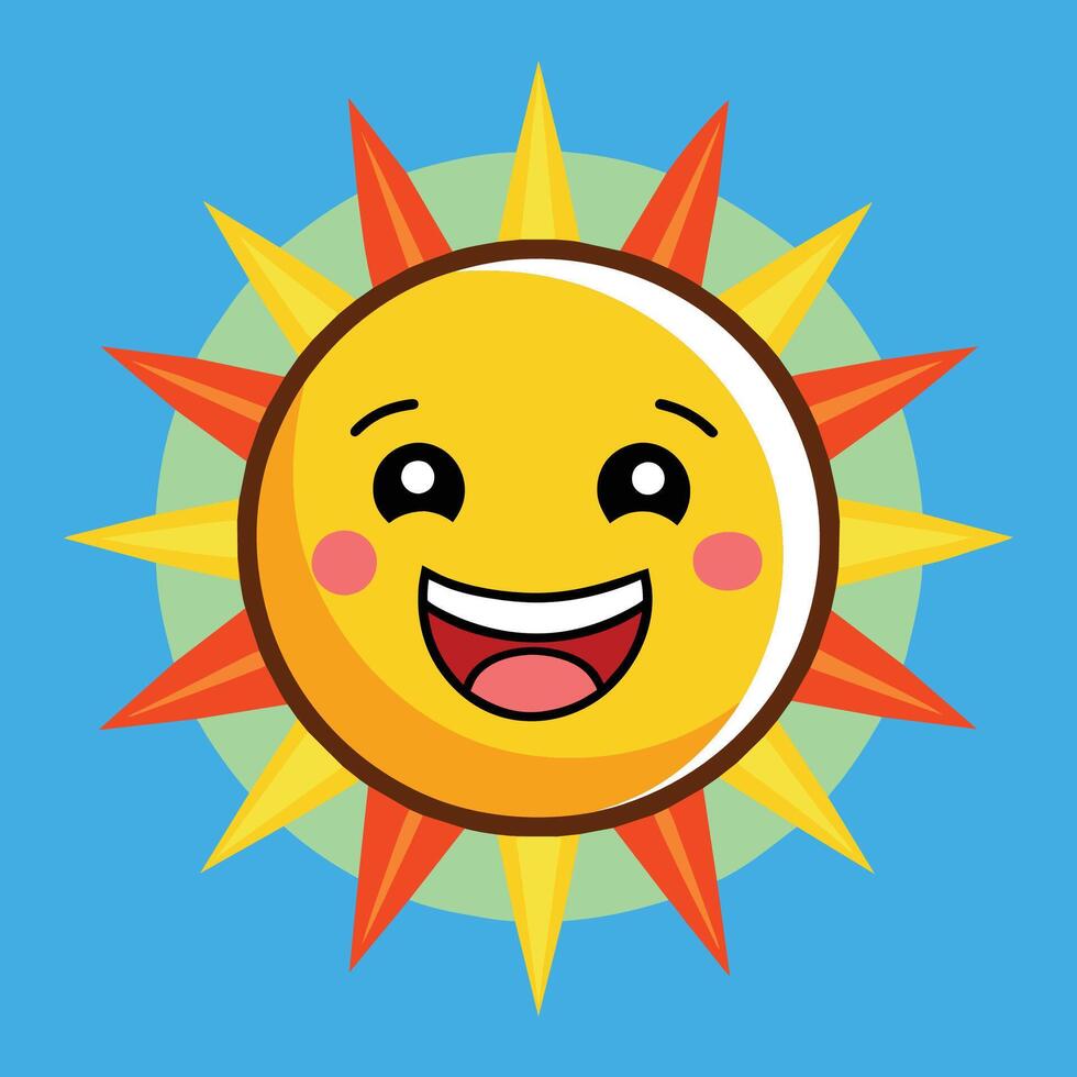 schattig tekenfilm glimlachen zon. grappig zon vector Aan een geïsoleerd achtergrond