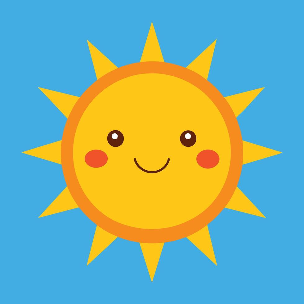 schattig tekenfilm glimlachen zon. grappig zon vector Aan een geïsoleerd achtergrond