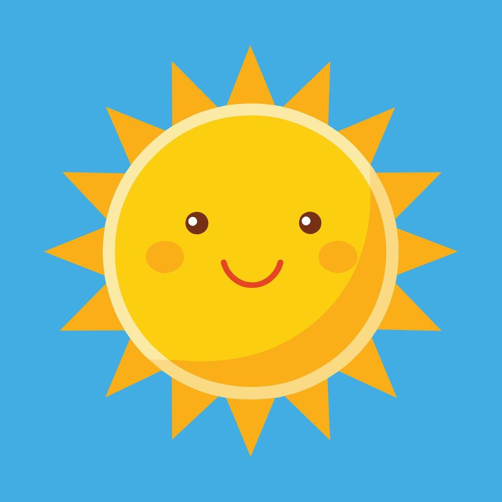 schattig tekenfilm glimlachen zon. grappig zon vector Aan een geïsoleerd achtergrond