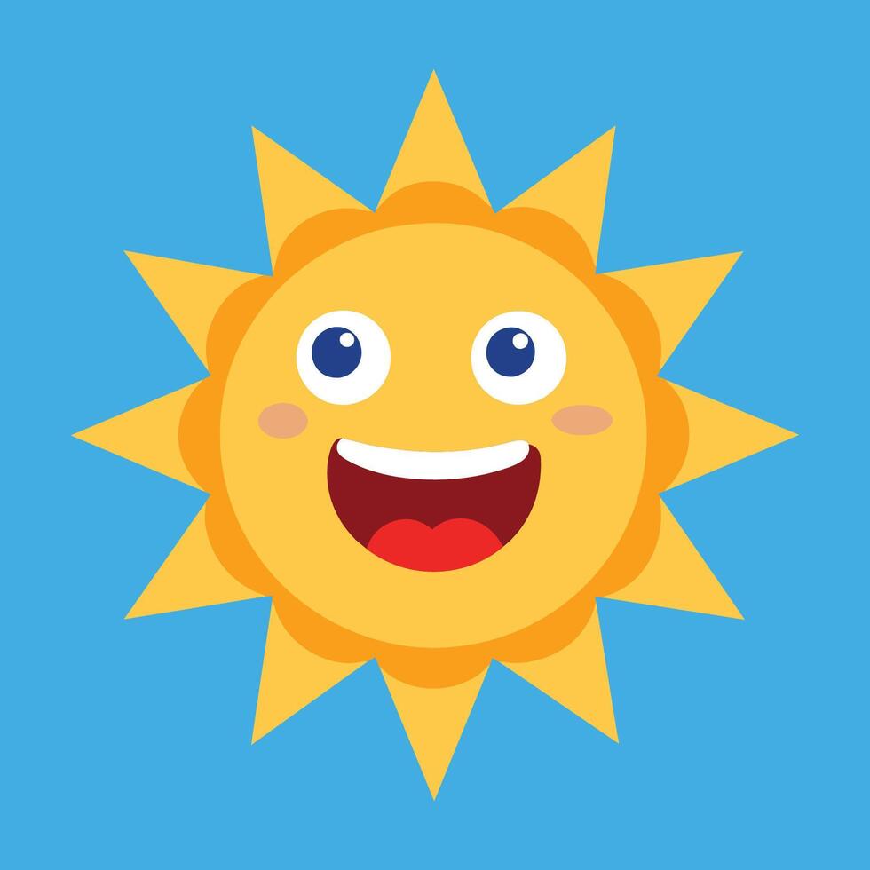 schattig tekenfilm glimlachen zon. grappig zon vector Aan een geïsoleerd achtergrond