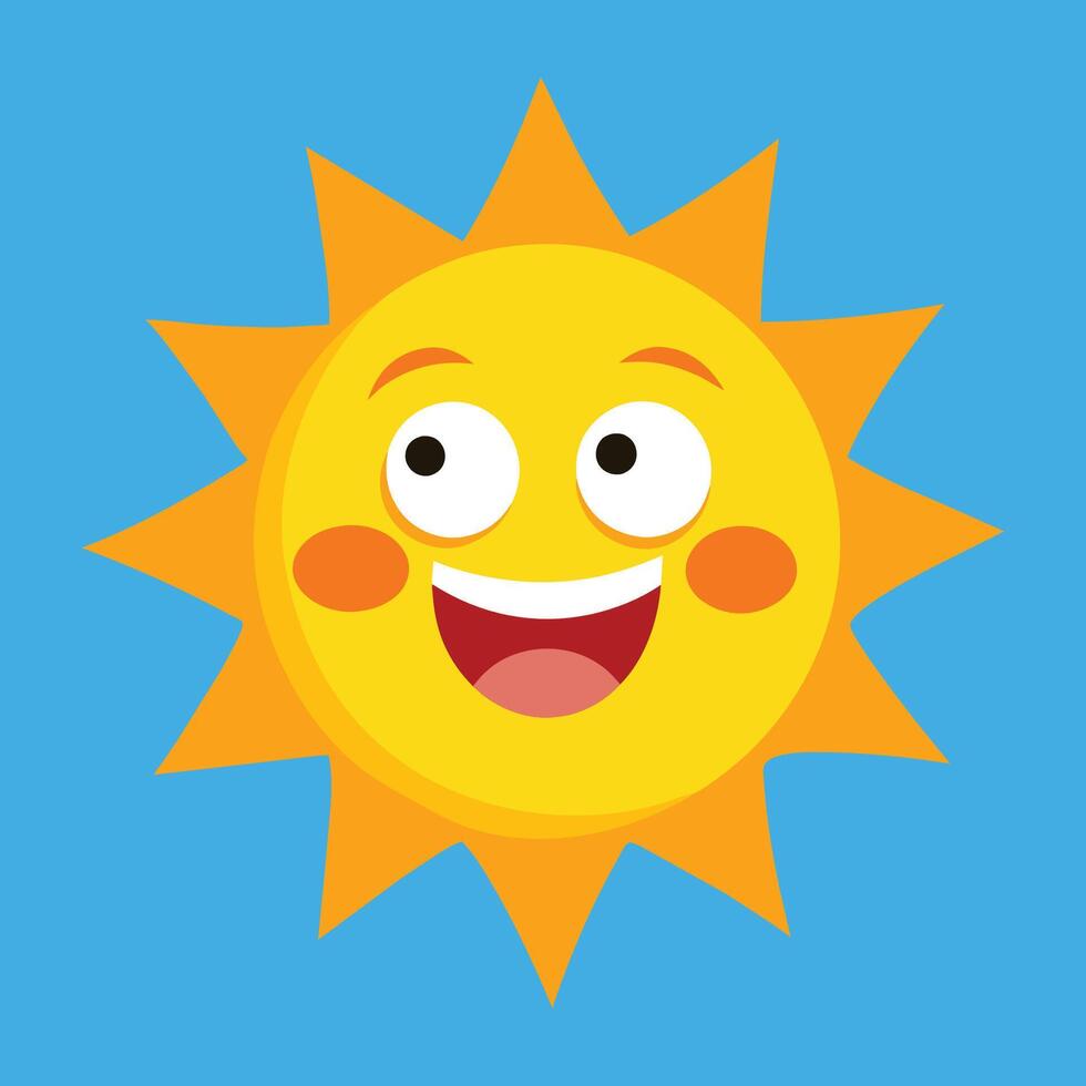 schattig tekenfilm glimlachen zon. grappig zon vector Aan een geïsoleerd achtergrond