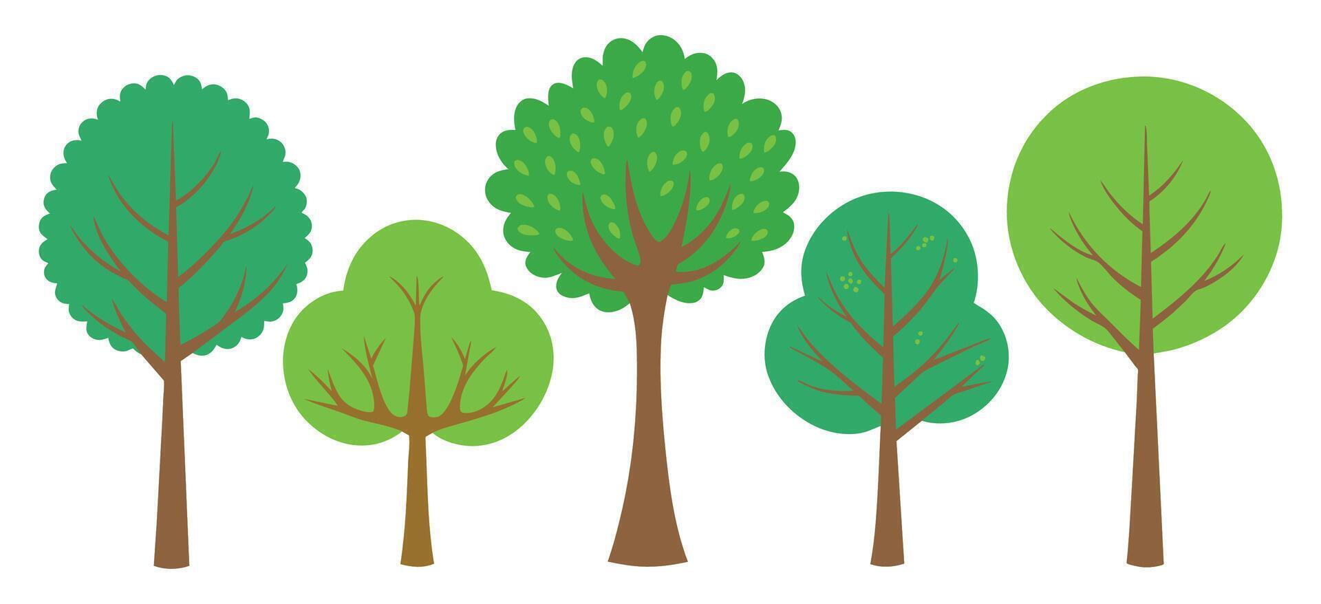 hand- getrokken bomen verzameling set, illustratie vector voor infographic of andere toepassingen