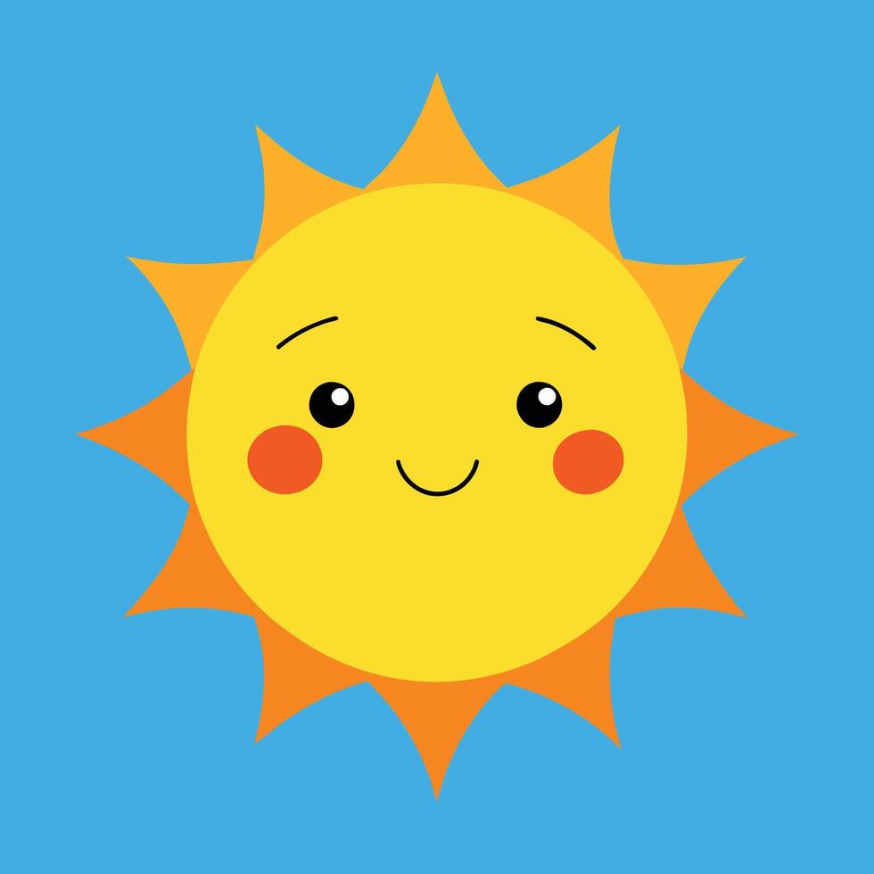 schattig tekenfilm glimlachen zon. grappig zon vector Aan een geïsoleerd achtergrond