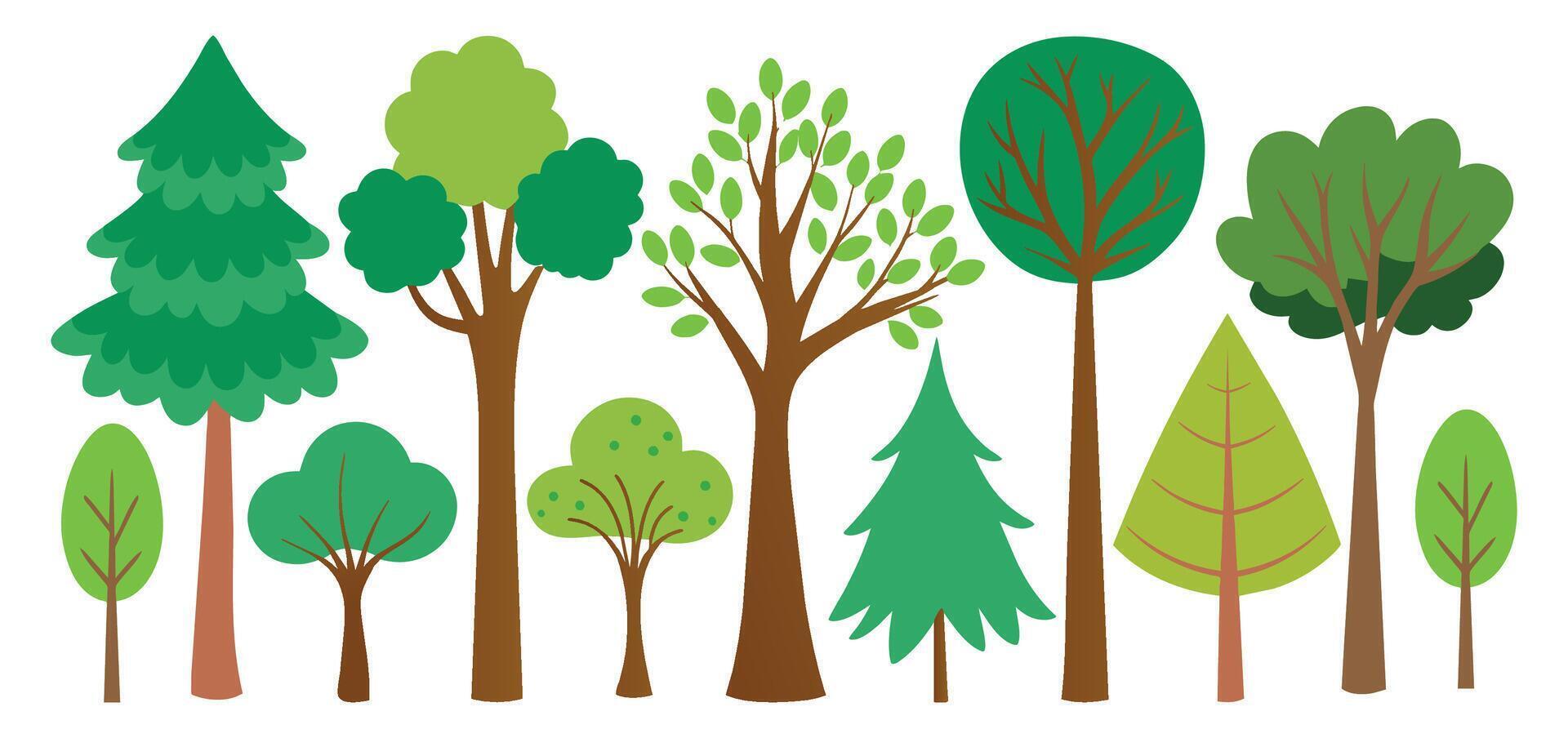 hand- getrokken bomen verzameling set, illustratie vector voor infographic of andere toepassingen