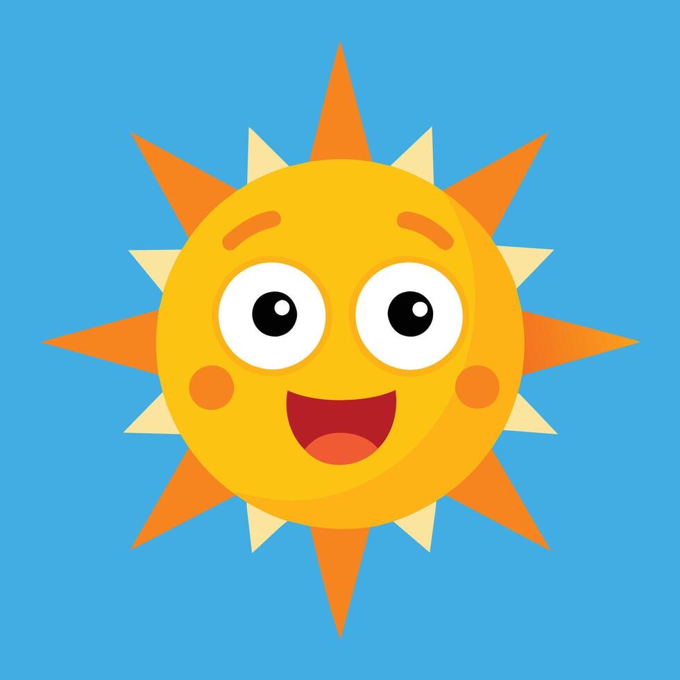 schattig tekenfilm glimlachen zon. grappig zon vector Aan een geïsoleerd achtergrond