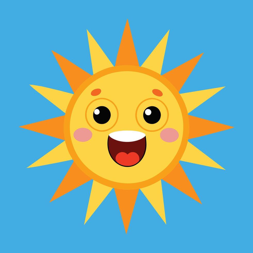 schattig tekenfilm glimlachen zon. grappig zon vector Aan een geïsoleerd achtergrond