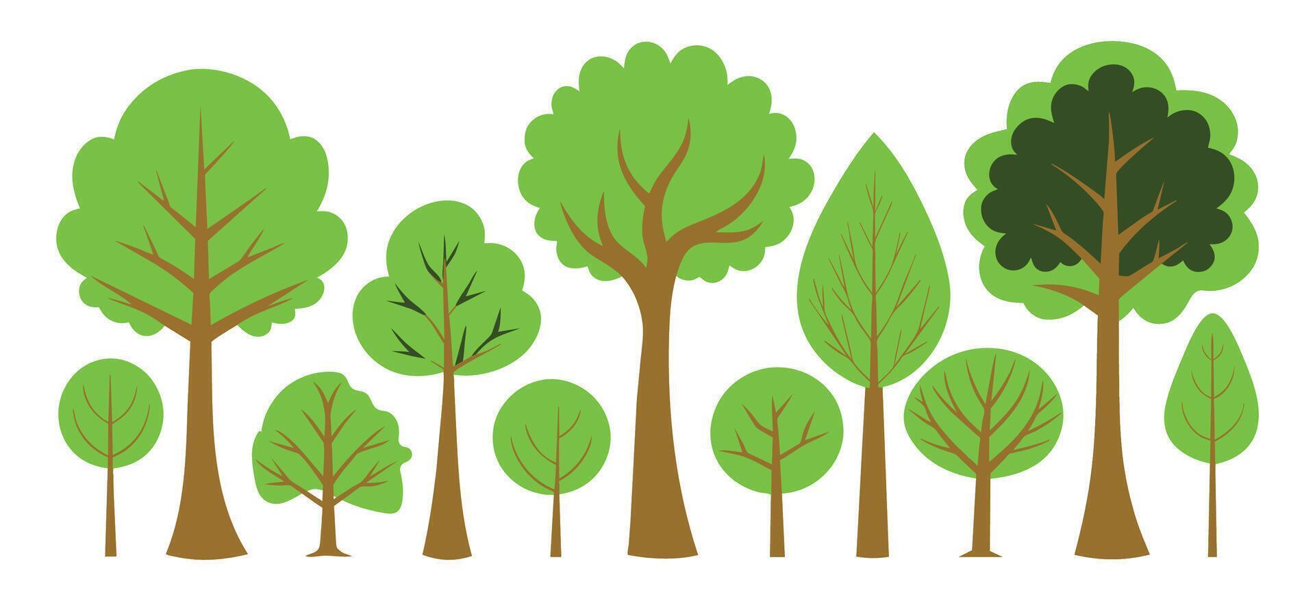 hand- getrokken bomen verzameling set, illustratie vector voor infographic of andere toepassingen