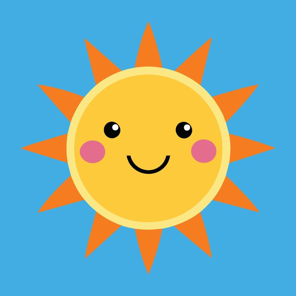 schattig tekenfilm glimlachen zon. grappig zon vector Aan een geïsoleerd achtergrond