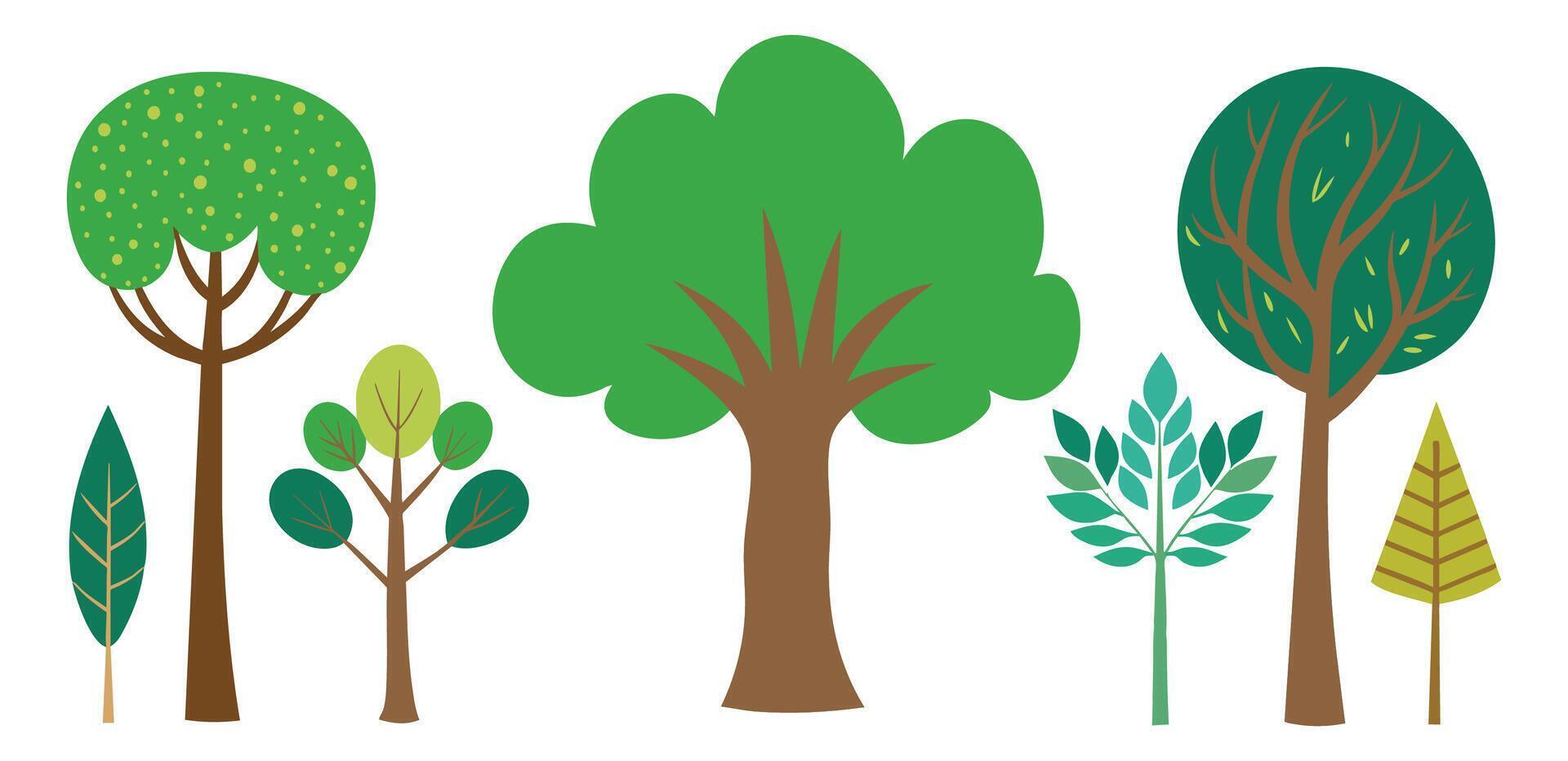 hand- getrokken bomen verzameling set, illustratie vector voor infographic of andere toepassingen