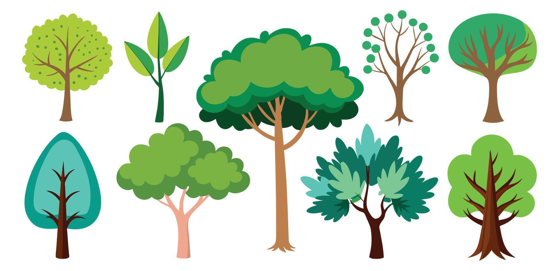 hand- getrokken bomen verzameling set, illustratie vector voor infographic of andere toepassingen