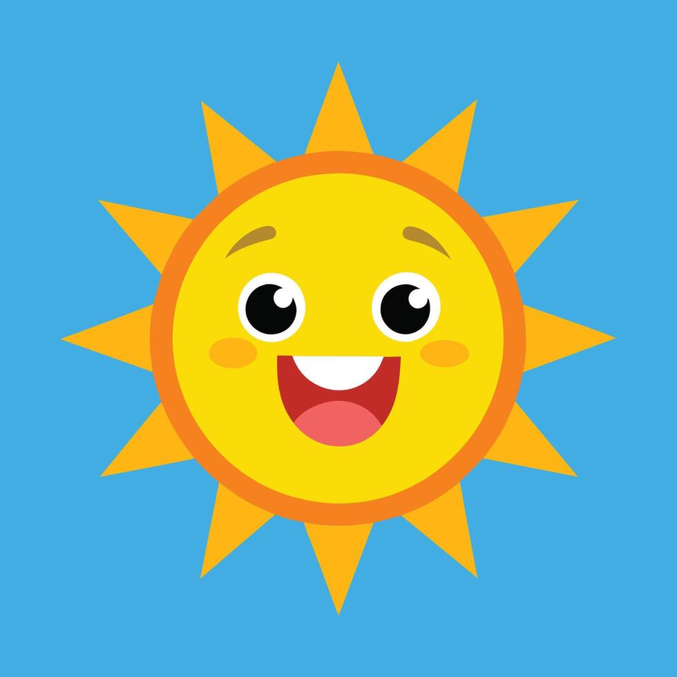 schattig tekenfilm glimlachen zon. grappig zon vector Aan een geïsoleerd achtergrond