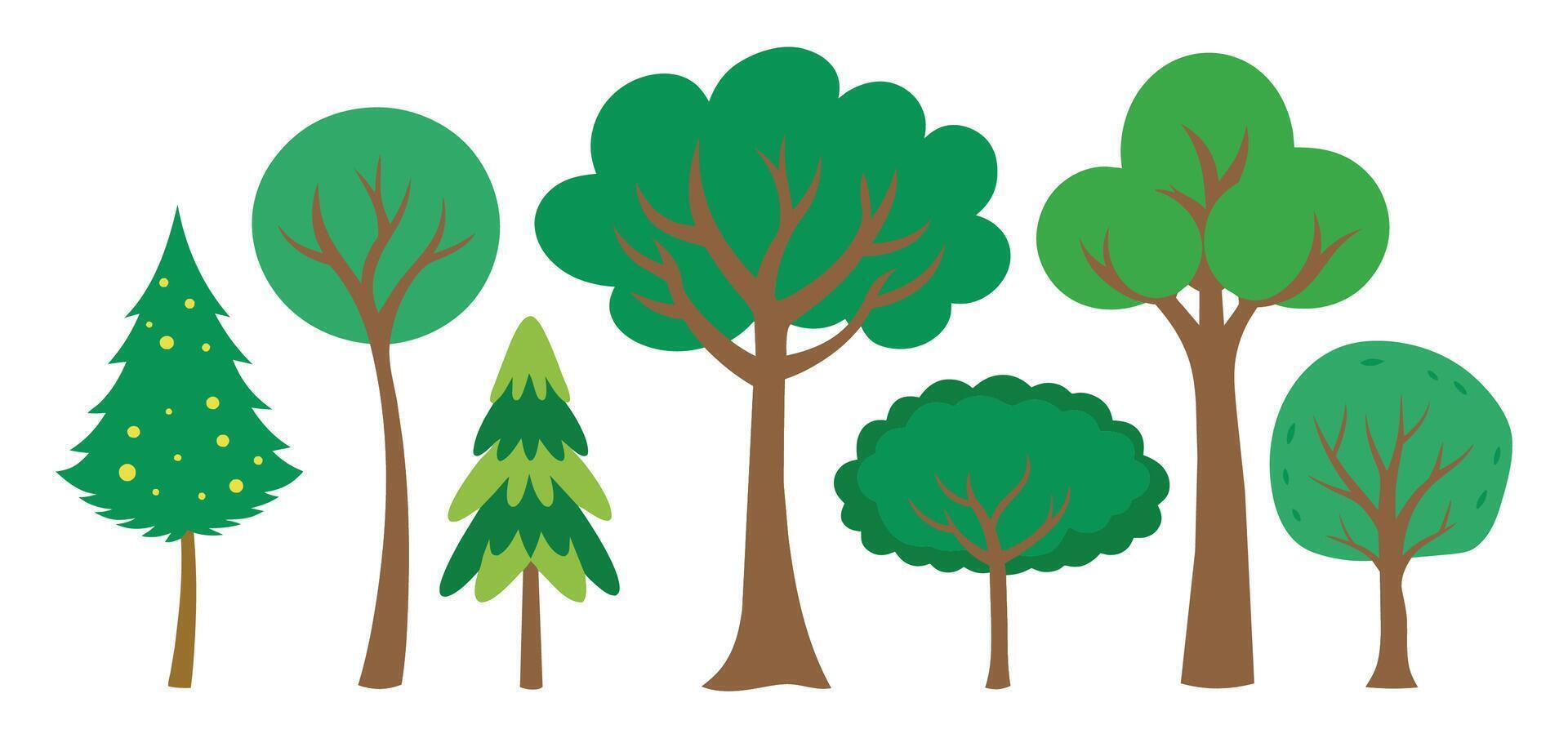 hand- getrokken bomen verzameling set, illustratie vector voor infographic of andere toepassingen