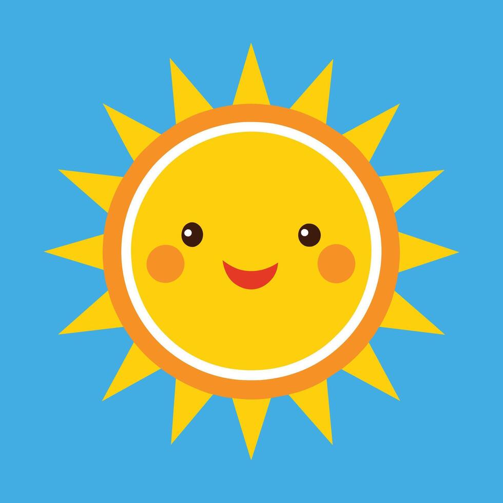 schattig tekenfilm glimlachen zon. grappig zon vector Aan een geïsoleerd achtergrond