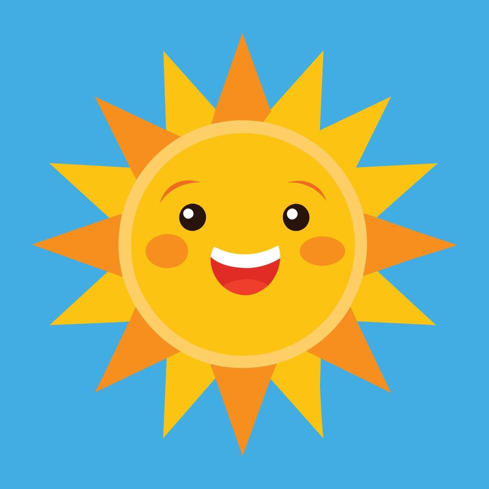 schattig tekenfilm glimlachen zon. grappig zon vector Aan een geïsoleerd achtergrond