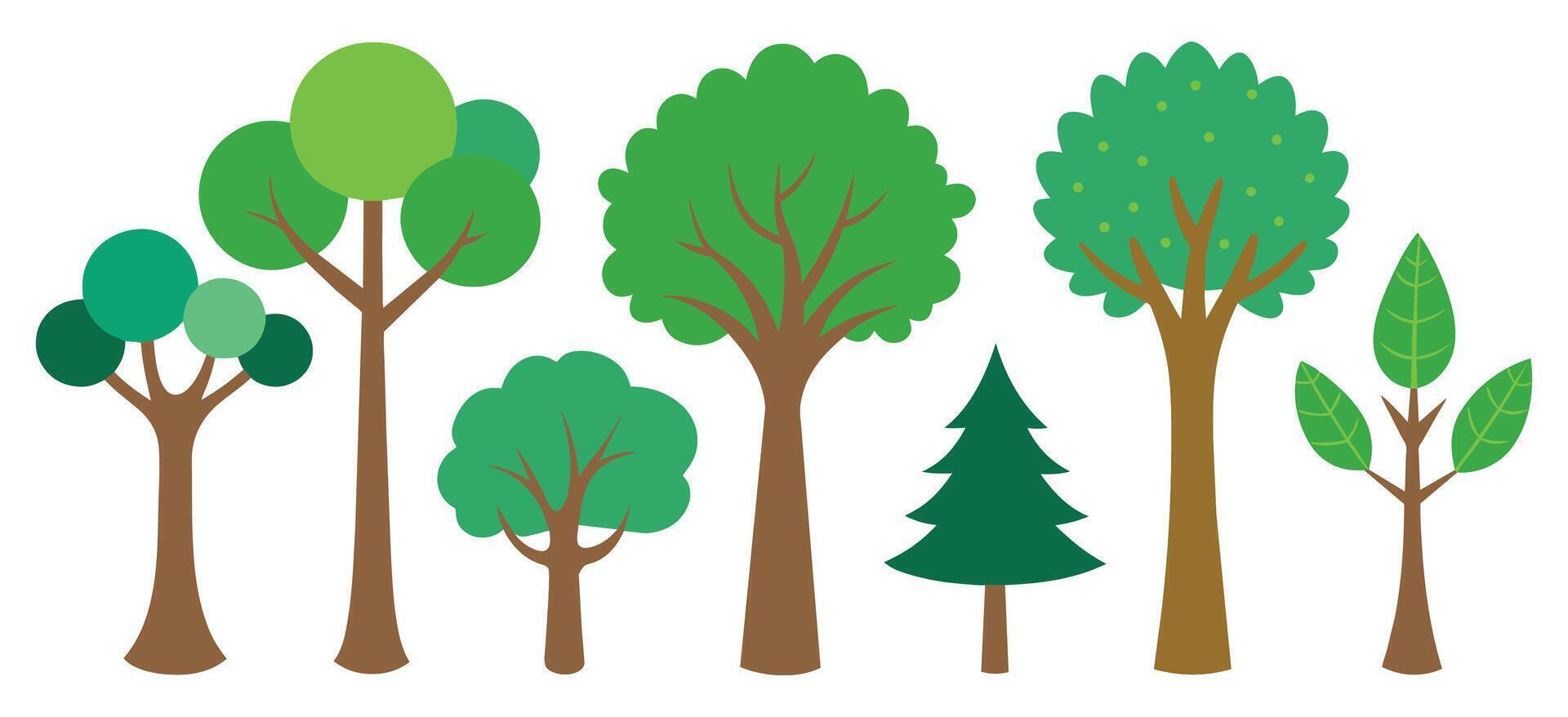 hand- getrokken bomen verzameling set, illustratie vector voor infographic of andere toepassingen