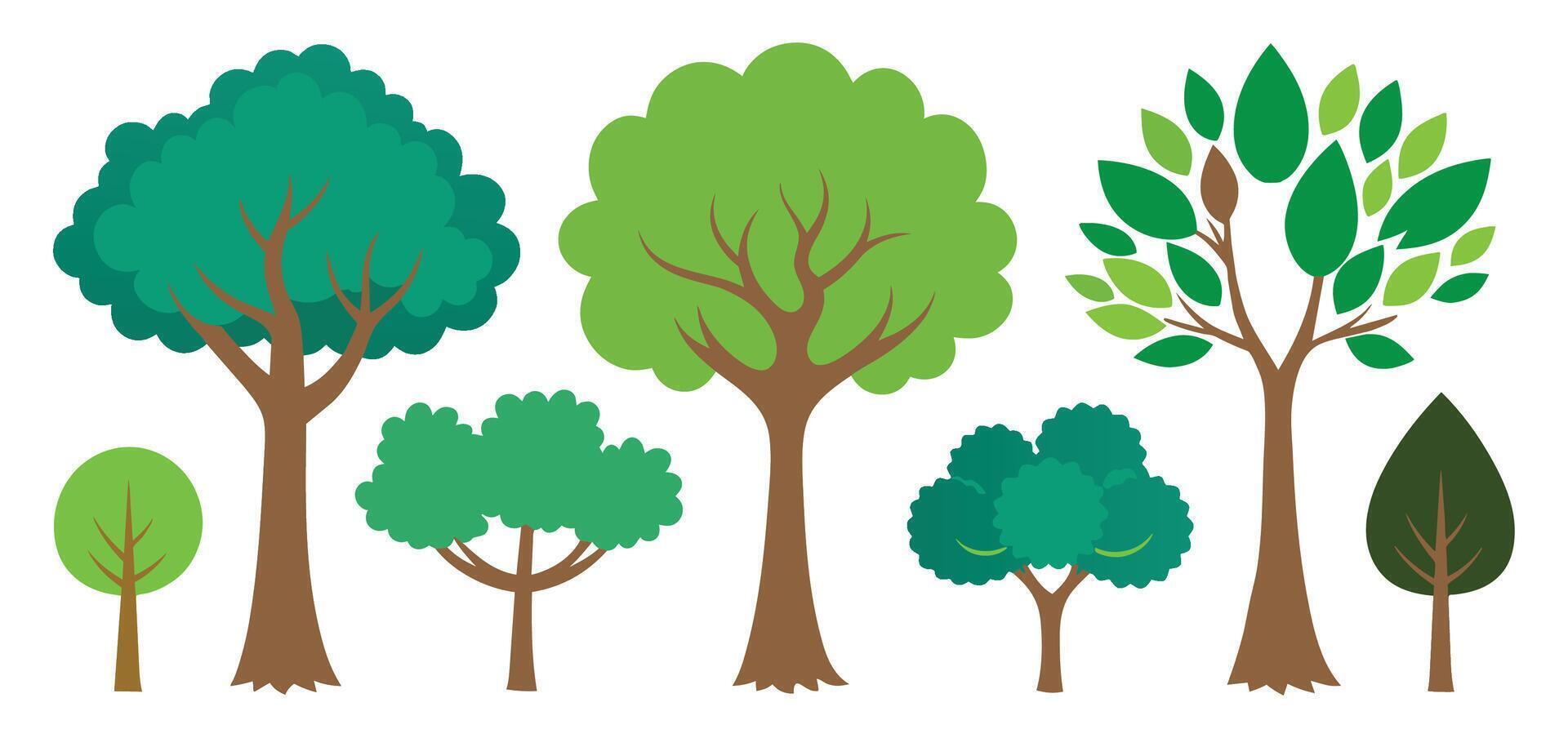 hand- getrokken bomen verzameling set, illustratie vector voor infographic of andere toepassingen